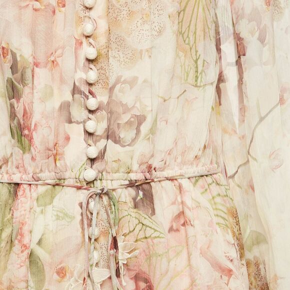 Zimmermann Pink Floral Print Silk Dancer Flutter Playsuit L - Picture 3 of 5